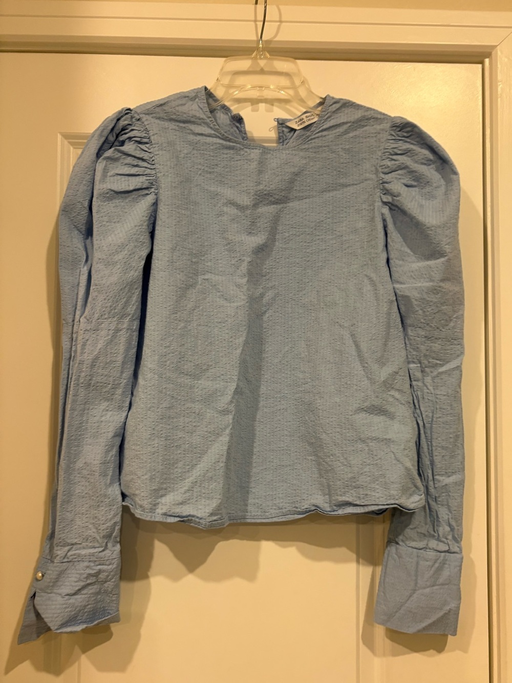 Zara Powder Blue Puff Sleeve Blouse